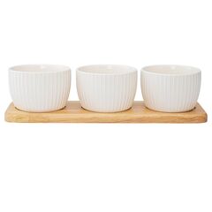 Набор из 3 чаш на деревянной подставке Soft Ripples, Dual Glazing, 200 мл, Liberty Jones
