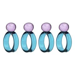 Набор из 4 колец для салфеток Orb, ?4 см, бирюзовые/розовые, Liberty Jones