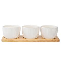 Набор из 3 чаш на деревянной подставке Soft Ripples, Dual Glazing, 200 мл, Liberty Jones