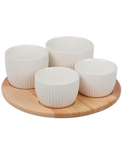 Менажница Soft Ripples, Dual Glazing, на деревянной подставке, 4 чаши, Liberty Jones