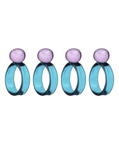 Набор из 4 колец для салфеток Orb, ?4 см, бирюзовые/розовые, Liberty Jones