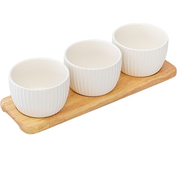 Набор из 3 чаш на деревянной подставке Soft Ripples, Dual Glazing, 200 мл, Liberty Jones, изображение 8