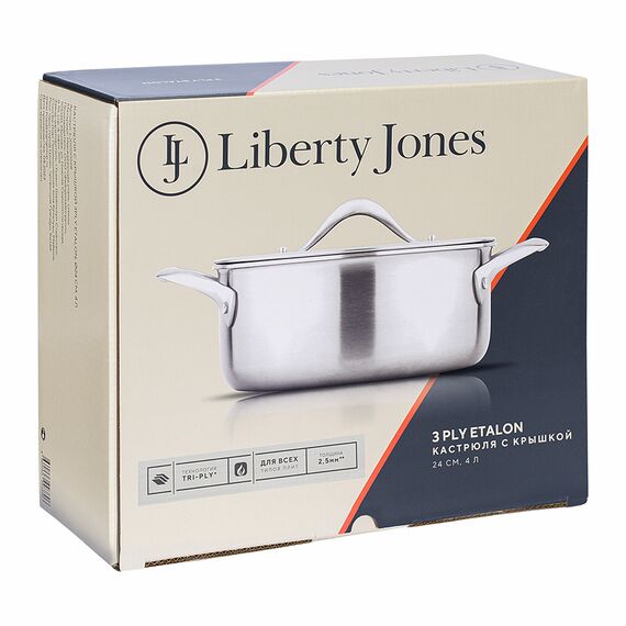 Кастрюля с крышкой 3Ply Etalon, ?24 см, 4 л, Liberty Jones, изображение 16
