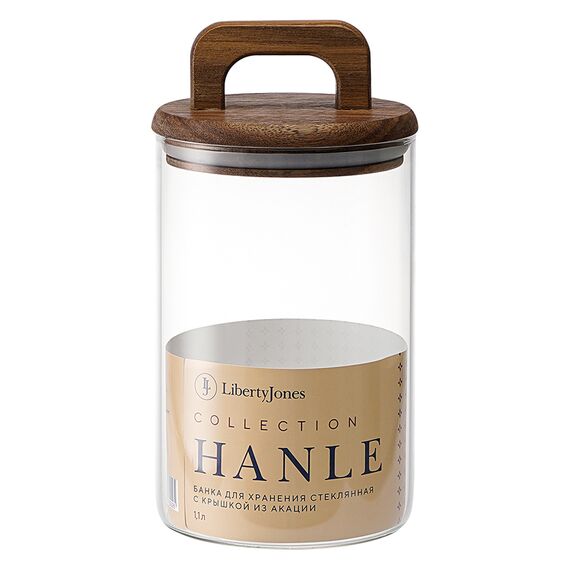 Банка для хранения стеклянная с крышкой из акации Hanle, 1,1 л, Liberty Jones, изображение 5
