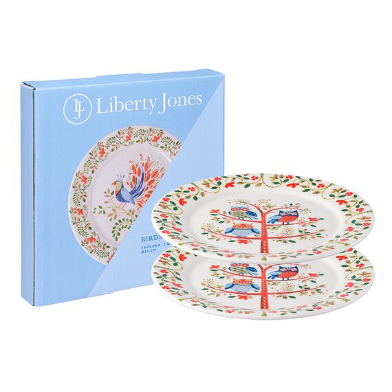 Набор тарелок Owl из коллекции Birds of Paradise в подарочной упаковке, 21 см, 2 шт., Liberty Jones