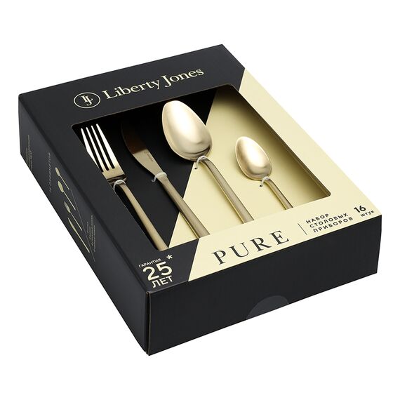 Набор столовых приборов Pure, золотистые матовые, 16 пред., Liberty Jones, изображение 6